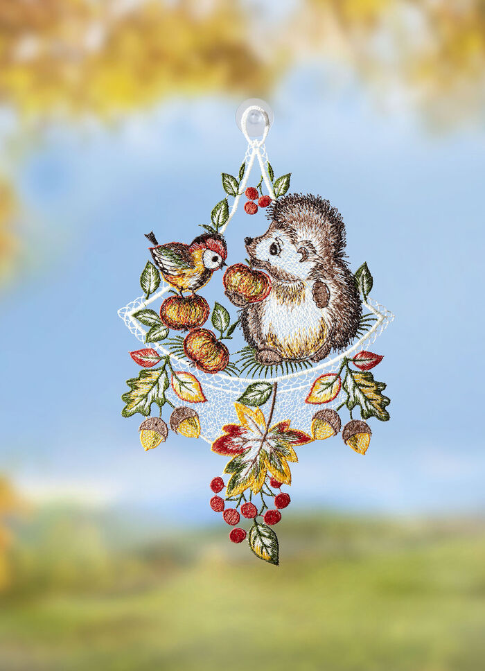 Raamdecoratie van echt Plauen-kant 