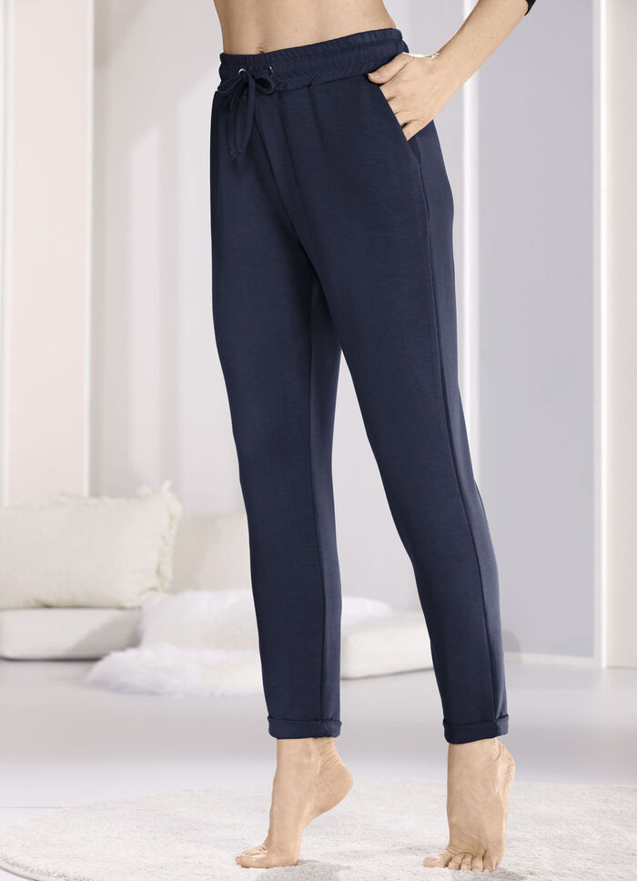 Slaap- en vrijetijdsbroek met zakken en brede elastische tailleband MARINE