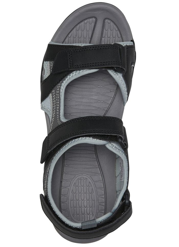 Trekkingsandaal met drie praktische klittenbanden GRIJS-ZWART