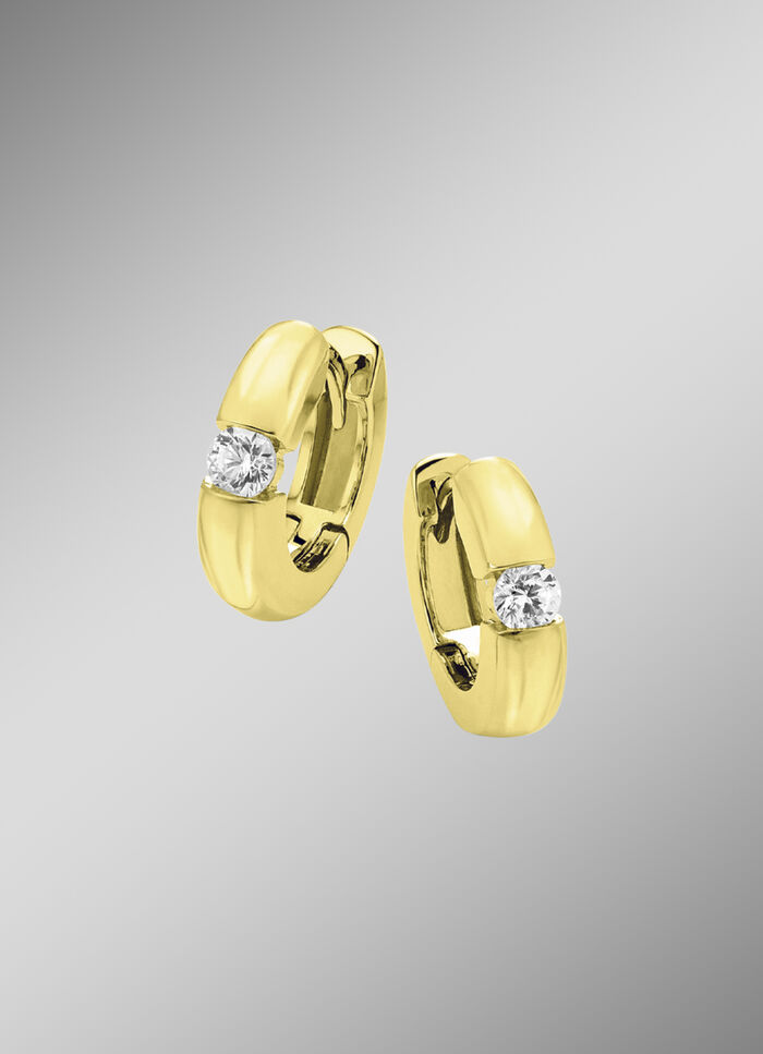 Glanzende opvouwbare oorringen met 2 diamanten 