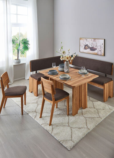 Hoekbankset met frame van massief, geolied eikenhout 