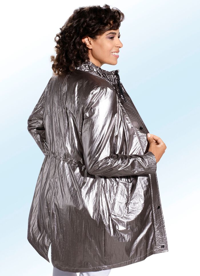 Korte jas in gestructureerde metallic look 