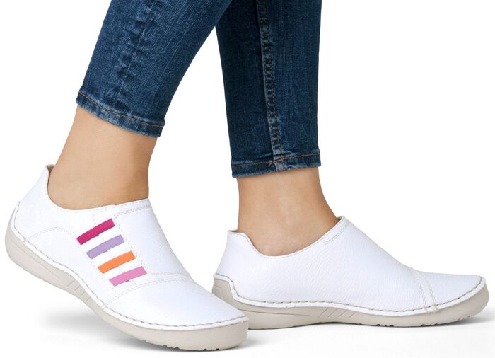 Rieker, klassieke damespantoffels, met elastische band WIT