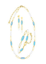 Sieradenset, 3-delig, van messing met kristalstenen 