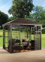 SOJAG aluminium paviljoen Castel in een elegante bronskleur 