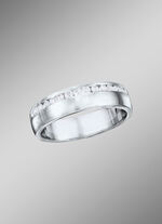 Gematteerde damesring van platina, met briljanten 