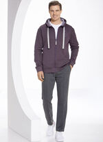 Sweatjack met capuchon in 2 kleuren GEVLEKTE AUBERGINE