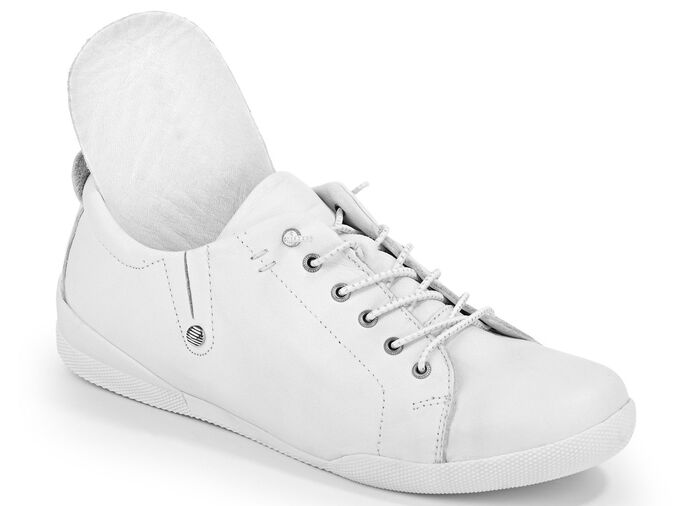 Andrea Conti, klassieke dames veterschoenen, met uitneembaar voetbed WIT