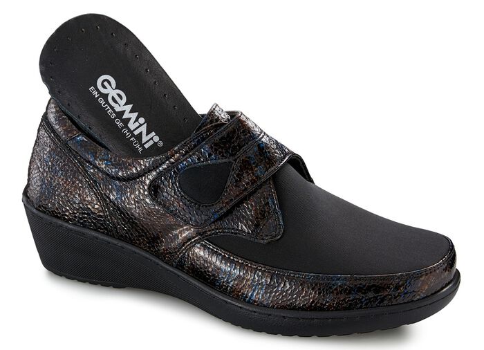 Gemini pantoffels met stretchmateriaal in het balgedeelte ZWART