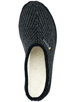 Gevoerde herenpantoffels, met nieuwe wol GRIJS-ZWART