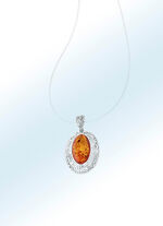 Gerhodineerde kettinghanger met barnsteen 