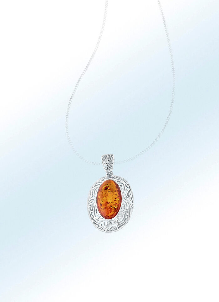 Gerhodineerde kettinghanger met barnsteen 