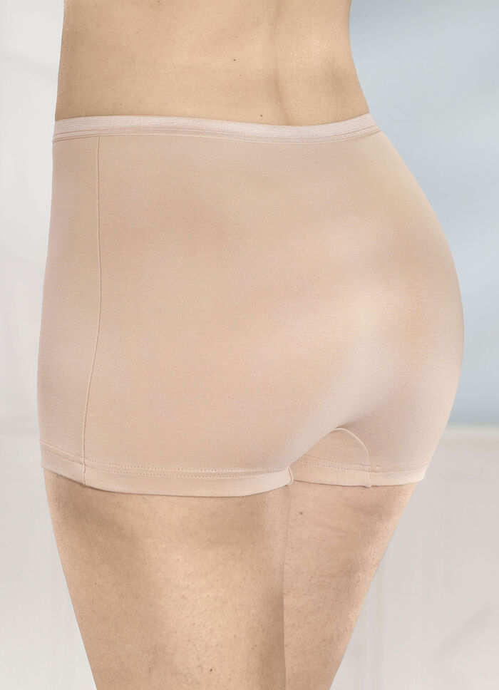 Vierpak broeken met een subtiel glanzende elastische tailleband 