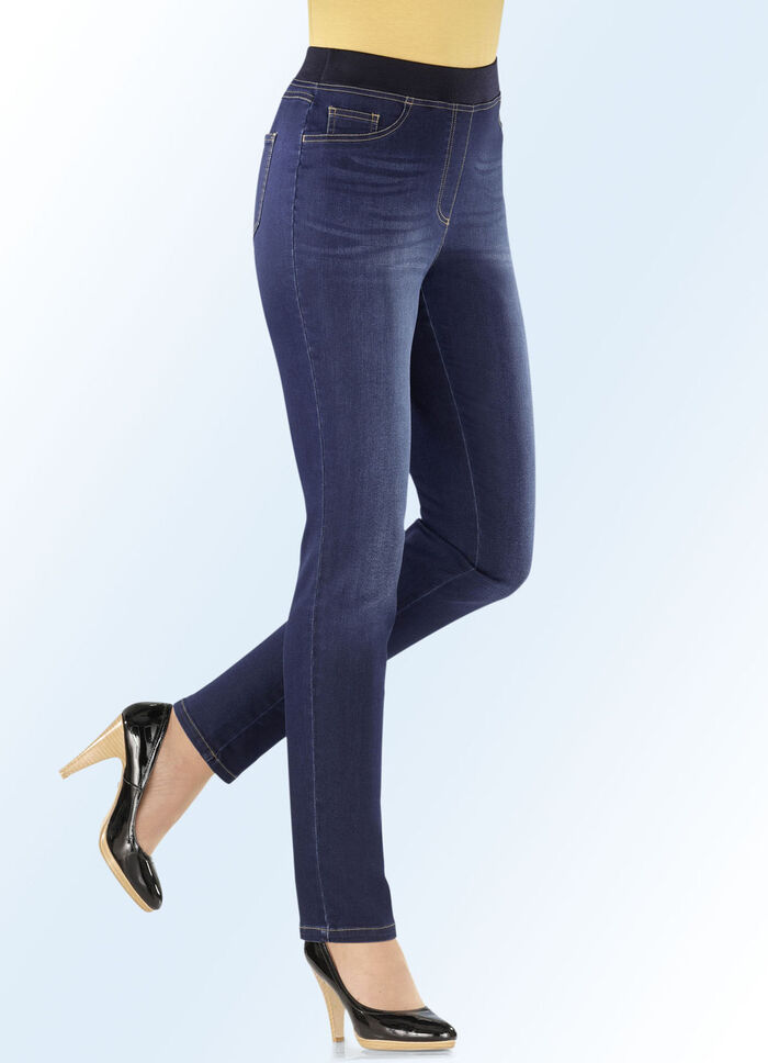 Power stretch jeans in een slip-on stijl DONKERBLAUW