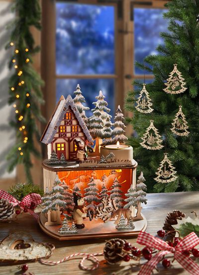 Verlicht winterbostafereel met timerfunctie 