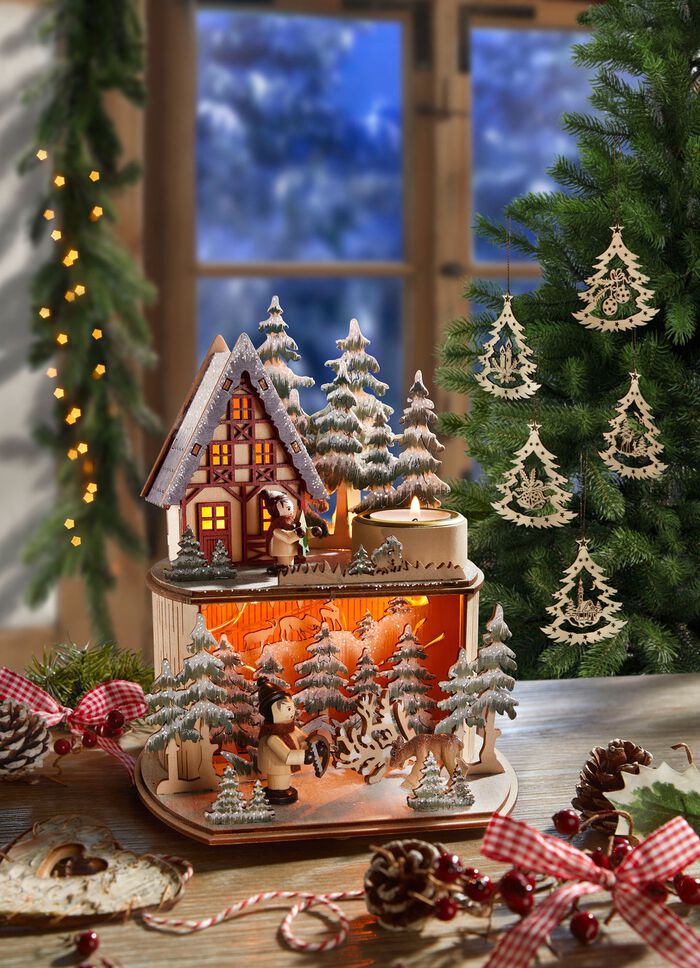 Verlicht winterbostafereel met timerfunctie 