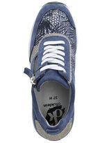 ELENA EDEN veterschoen met glanzend bedrukt elastisch materiaal BLAUW