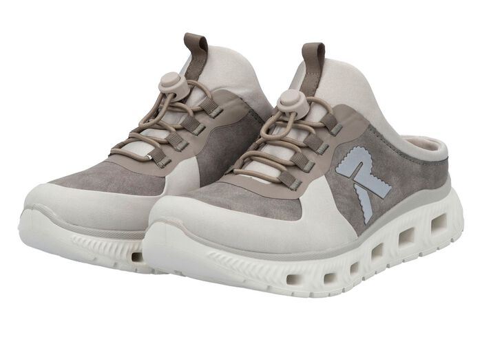 Rieker pantoffels met elastisch snelvetersysteem met stopper IJSGRIJS-GRAFIET