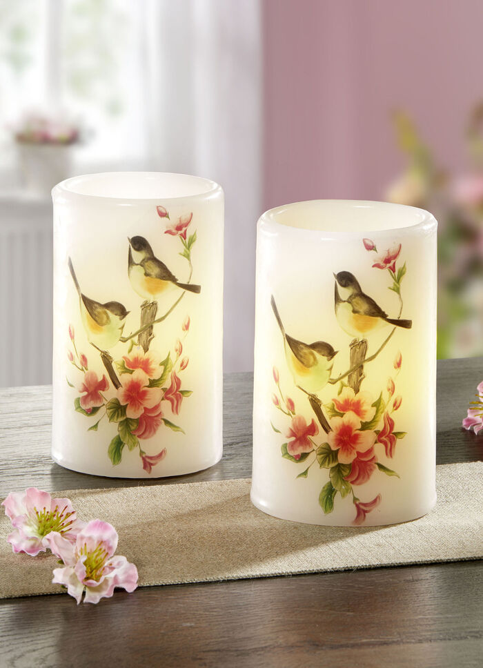 Echte waskaarsen met led, set van 2 