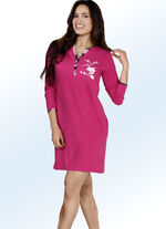 Set van twee nachthemden, knielengte, knoopsluiting, rand en lange mouwen 