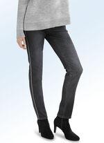 Jeans met sierband in rits-look ANTRACIET