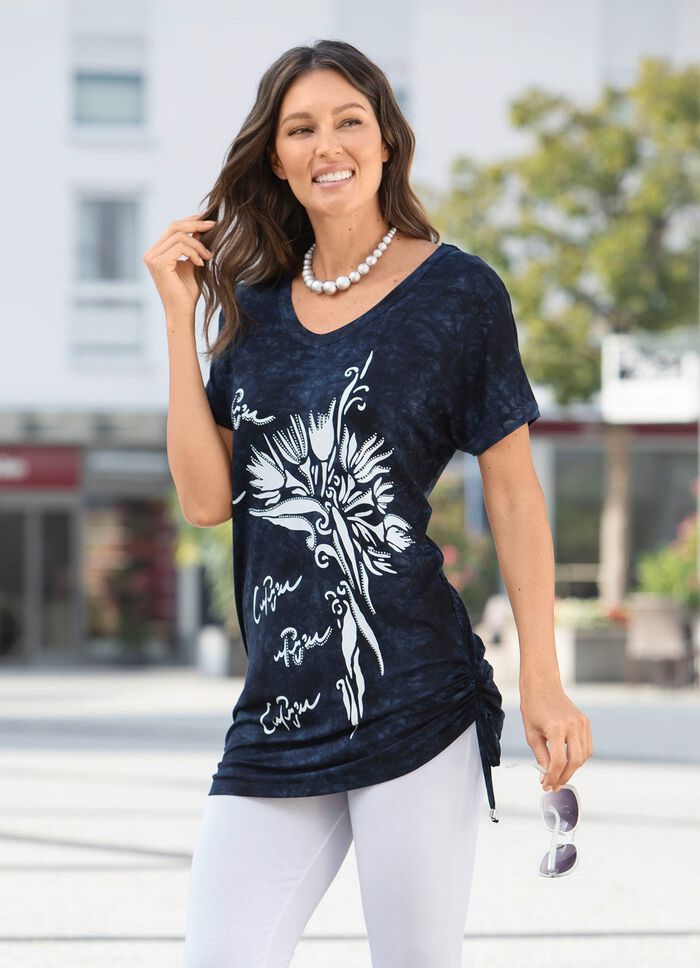 Lang shirt in batiklook in 2 kleuren 