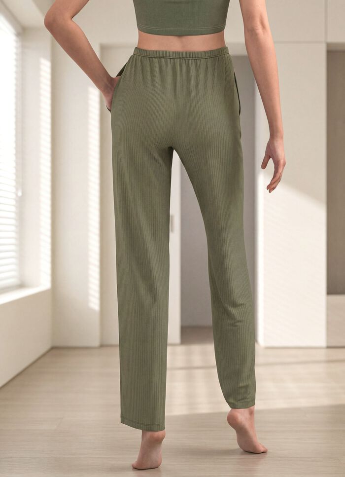 Broek met elastische tailleband rondom 