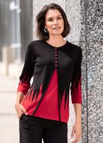 Trui met twinset-look ZWART-ROOD