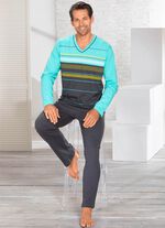 Pyjama met V-hals en open boorden aan de pijpen 