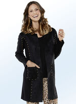 Lang vest in materiaalmix 