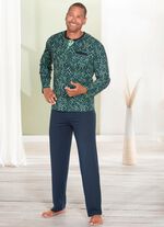 Pyjama met knoopsluiting en open manchetten 