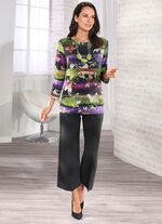 Fijngebreide trui ECRU-PAARS-MULTICOLOR