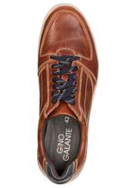 GINO GALANTE, klassieke heren veterschoenen, met blauwe bies COGNAC