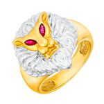 Herenring leeuwenkop met echte robijn 
