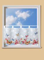 Korte gordijnen met vlinder- en bloemenmotieven 