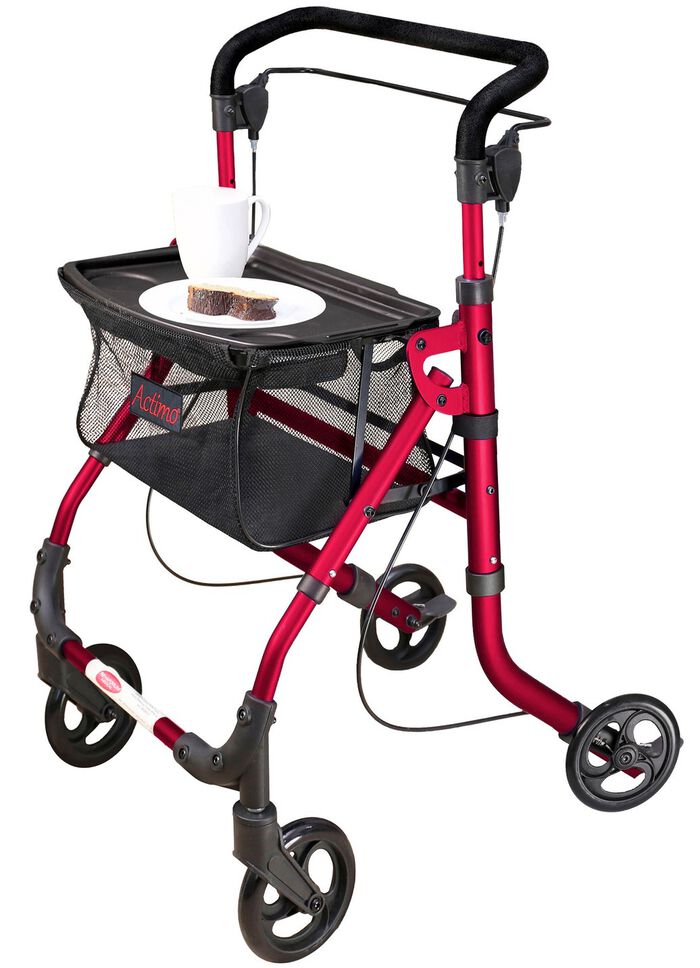 Appartementrollator met dienblad ROOD