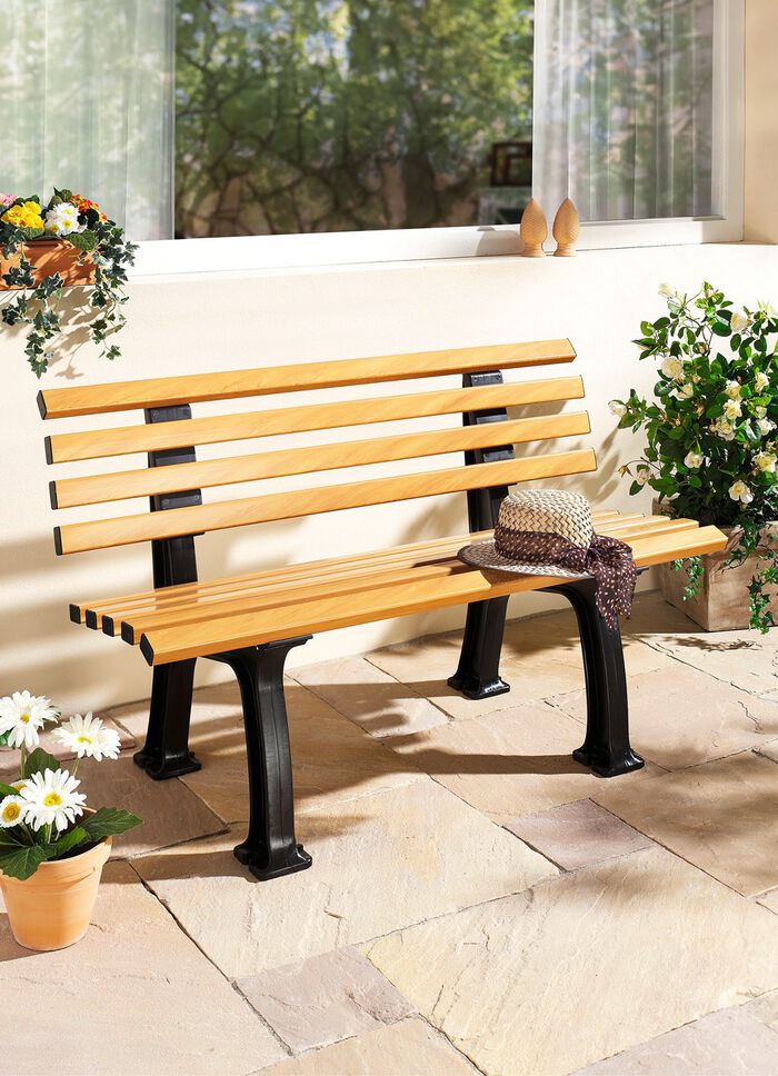 Plastic tuinbank in houtlook 