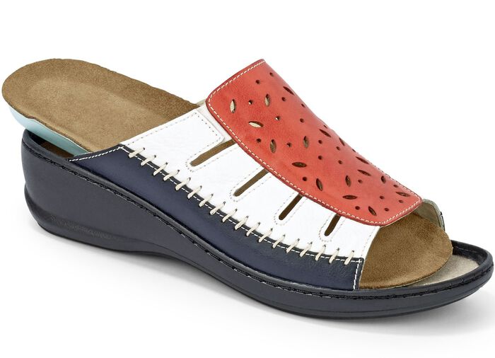 Gemini muiltjes met een praktisch uitneembaar voetbed ROOD-WIT-MARINE