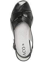 ELENA EDEN, elegante damessandalen, breedte G, gemaakt van leer ZWART METALLIC