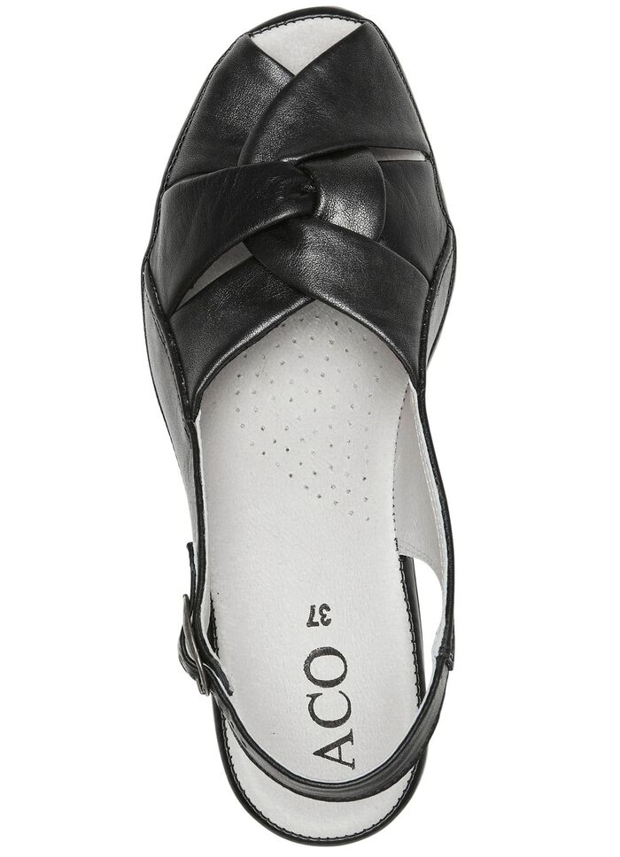 ELENA EDEN, elegante damessandalen, breedte G, gemaakt van leer ZWART METALLIC