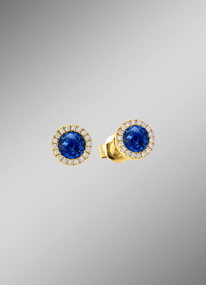 Stralende elegantie: oorbellen met echte saffier en 36 diamanten 