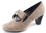Fluwelen chevreau leren pumps BEIGE