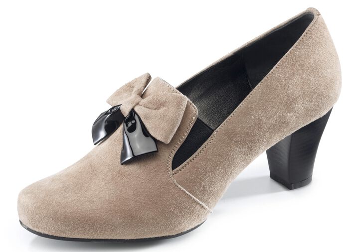 Fluwelen chevreau leren pumps BEIGE