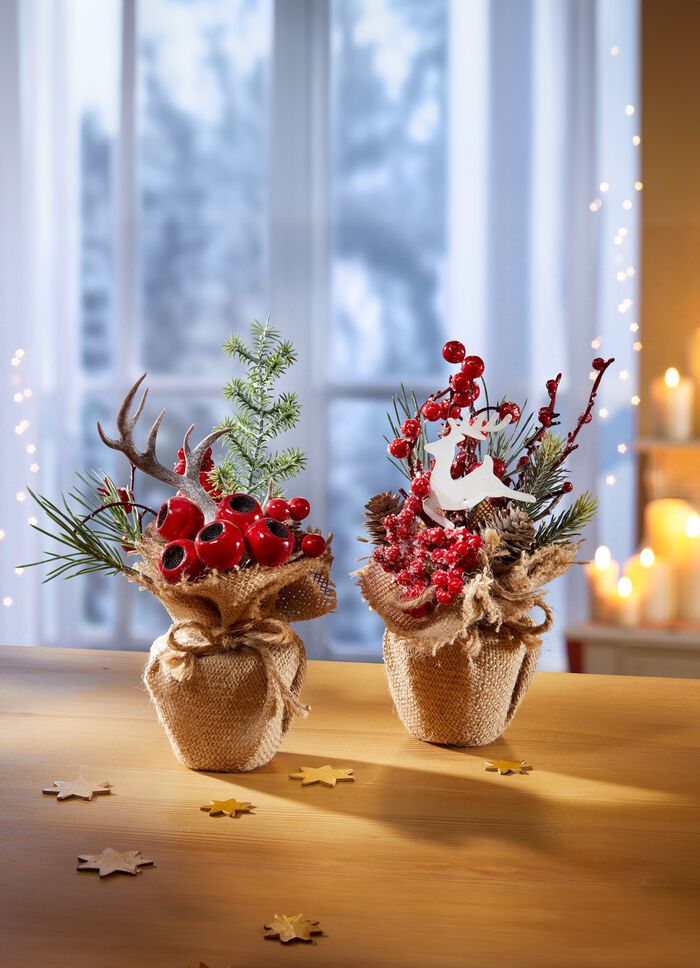 Arrangement in jutezakje, set van 2 