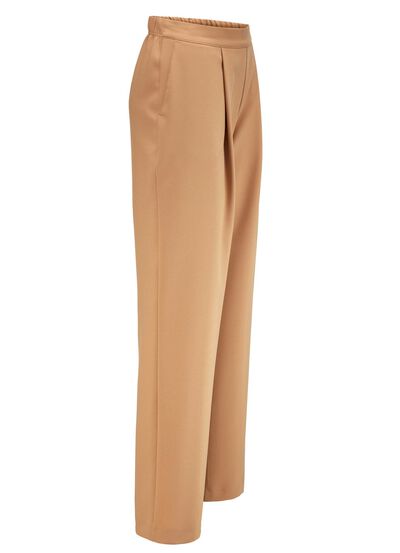 Broek met plooien in modieuze wijdte 