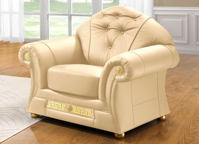 Gestoffeerd meubel met echt leren bekleding die overal in de kamer geplaatst kan worden 