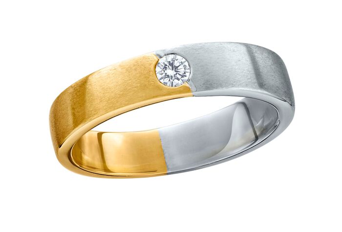 Kostbare damesring in platina en geel goud 