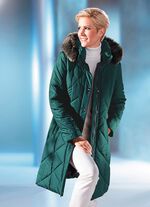 Mantel met figuurstrelende naden 