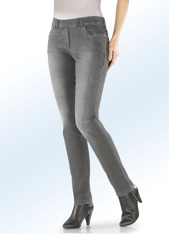 Magic-jeans met hoog percentage stretchmateriaal GRIJS