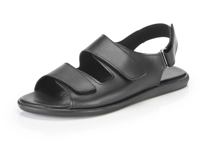 Sandaal met drie verstelbare klittenbandsluitingen ZWART